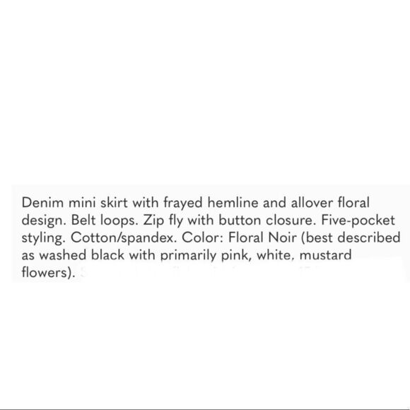 7 For All Mankind Skirt Size 27 Denim Mini A Line Floral Art Raw Hem Black - Picture 13 of 14